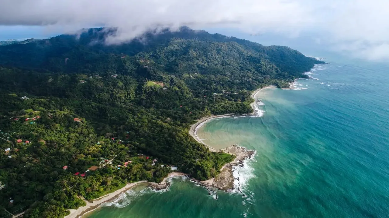 Aerial view of the green Nicoya coastline